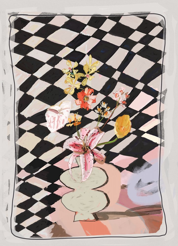 Schachbrettartiges Blumenarrangement von XHOZUCAN