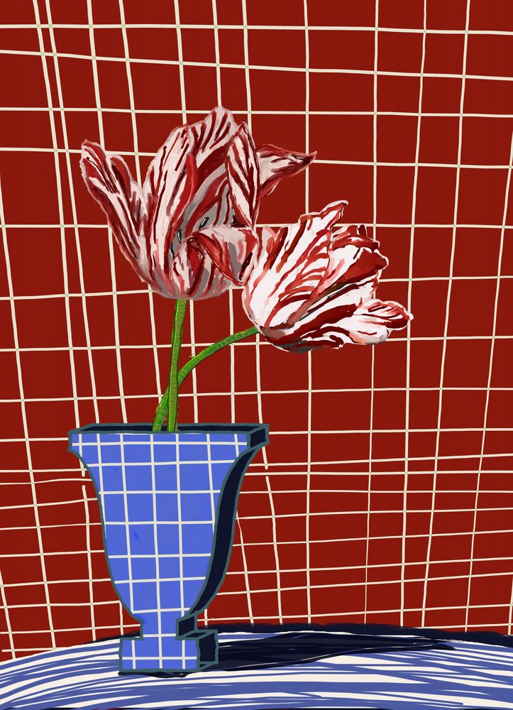 Gestreifte Tulpen modernes Stillleben von XHOZUCAN