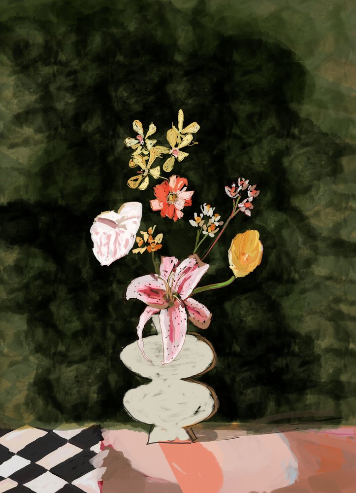 Lebendiges florales Stillleben von XHOZUCAN