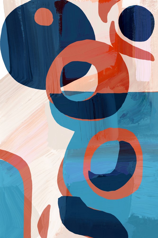 Abstrakte blaue und orange Formen von cartissi