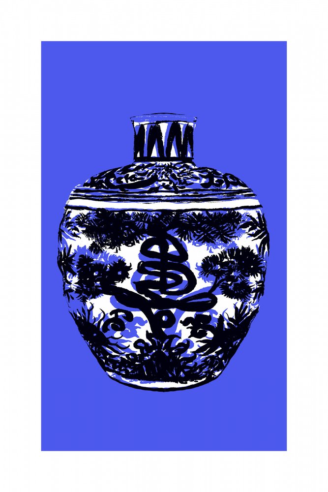 Chinesisches blaues Porzellangefäß von cartissi