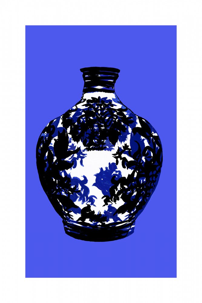 Elegante blaue Blumenvase von cartissi