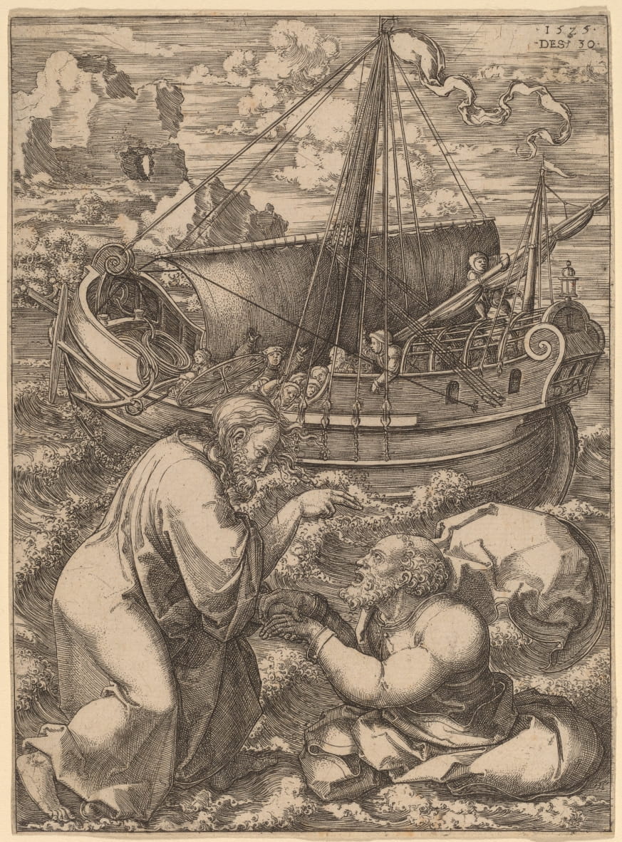 Der heilige Petrus geht auf dem Wasser