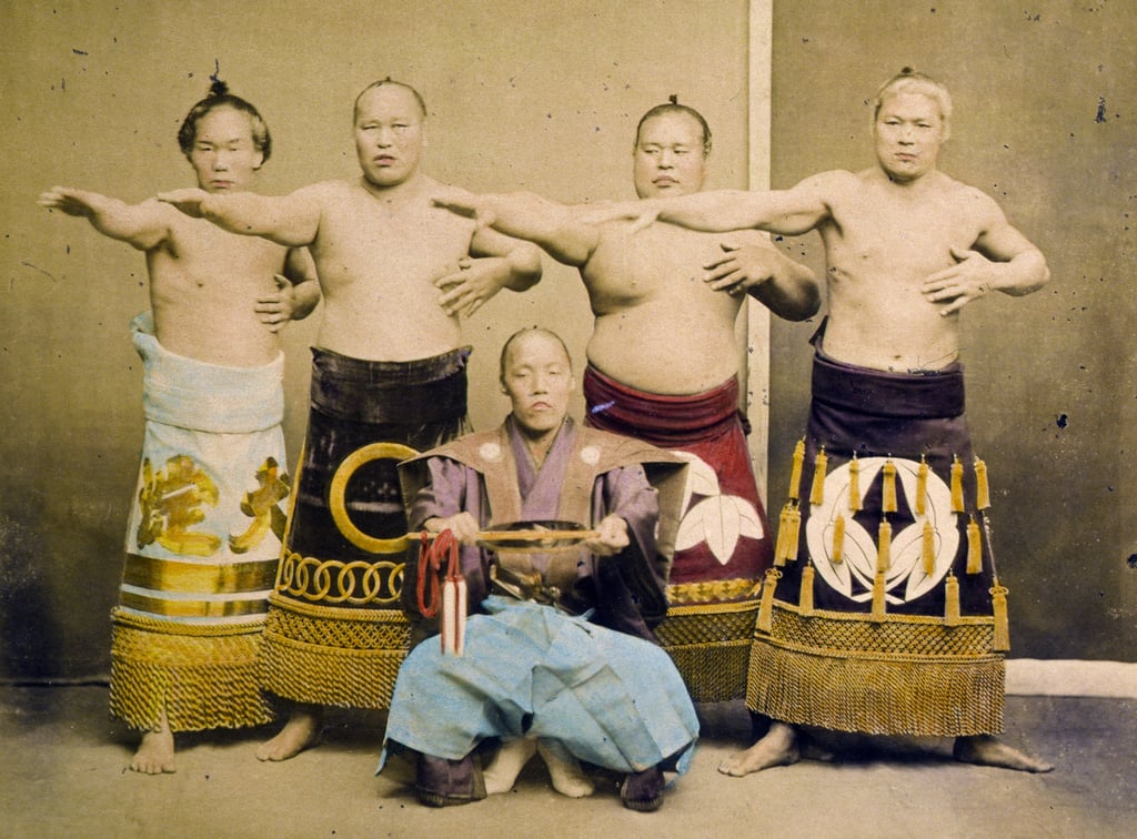 Sumo Wrestler, um 1877 von Kusakabe Kimbei Kunstdruck