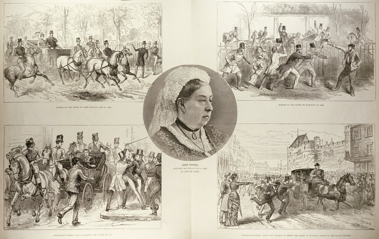 Illustrationen von Angriffen auf Königin Victoria, aus 