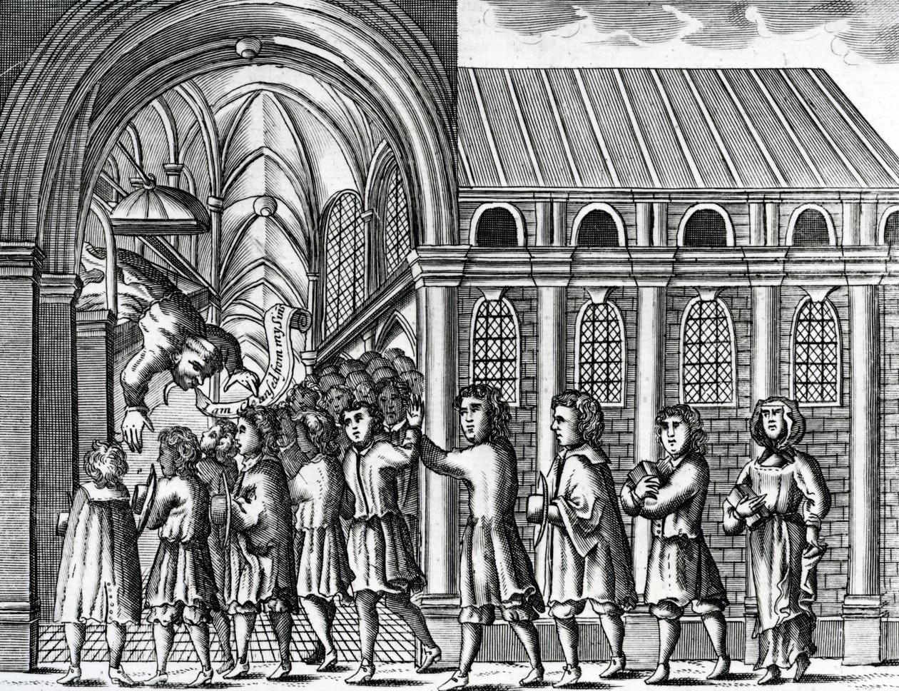 Beschreibung eines papistischen Priesters, der, nachdem er die Herrlichkeit und das Amt Christi weggenommen hatte, plötzlich fiel und starb, Illustration aus 