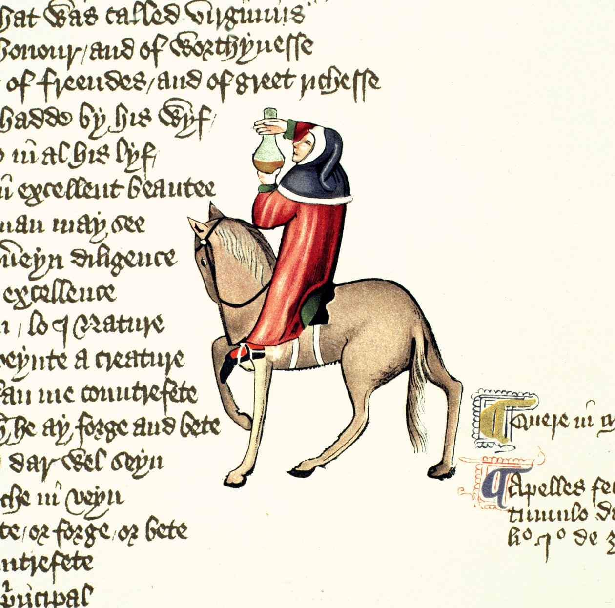 Der Arzt (Detail) aus den Canterbury Tales von Geoffrey Chaucer, Ellesmere Manuskript, Faksimile-Ausgabe, 1911 von English School