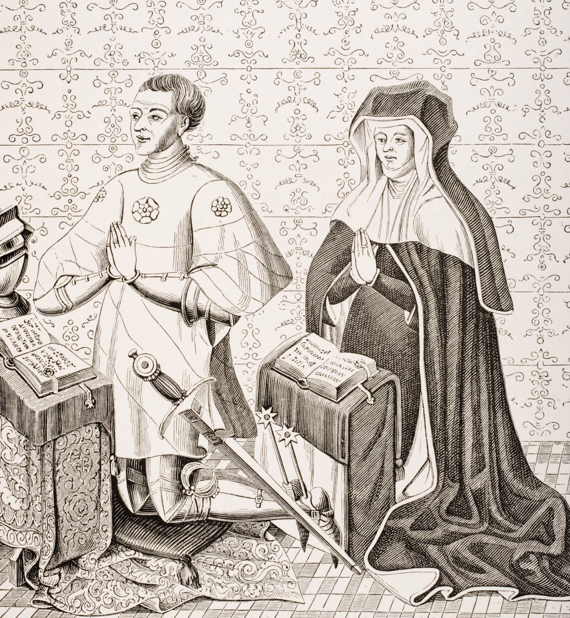 Jean Jouvenel des Ursins und seine Frau, Michelle de Vitry, nach einem Fragment eines Bildes einst in der Kapelle der Ursins, aus 