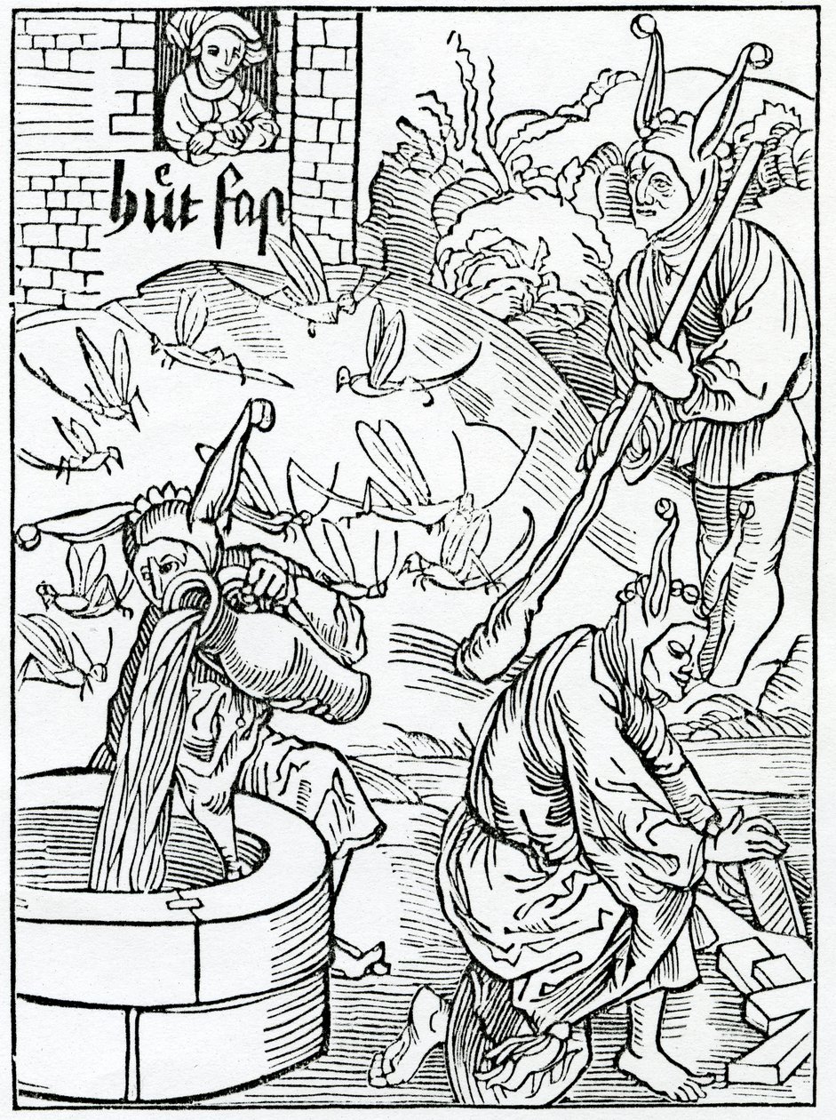 Von dem, der eifersüchtig auf seine Frau ist und ihre Wege ohne Grund oder offensichtliches Zeichen ihres Fehlverhaltens überwacht, Illustration aus Alexander Barclays englischer Übersetzung von 