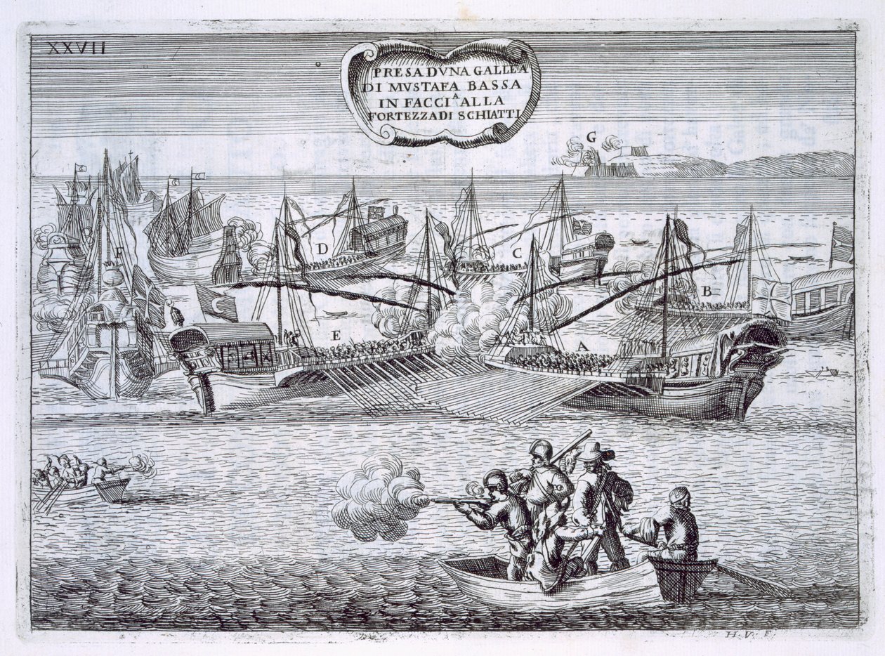 Kämpfende Galeonen von Mustapha Bassa, Illustration aus 