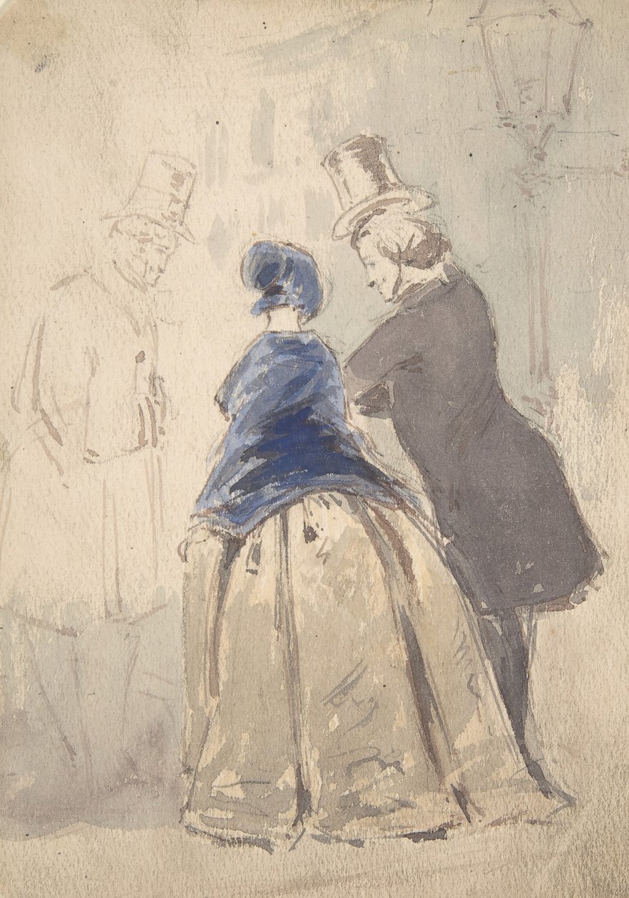 Straßenszene aus Vanity Fair, mit Amelia, George Osborne und Dobbin, 1800-1819 von Jerry Barret