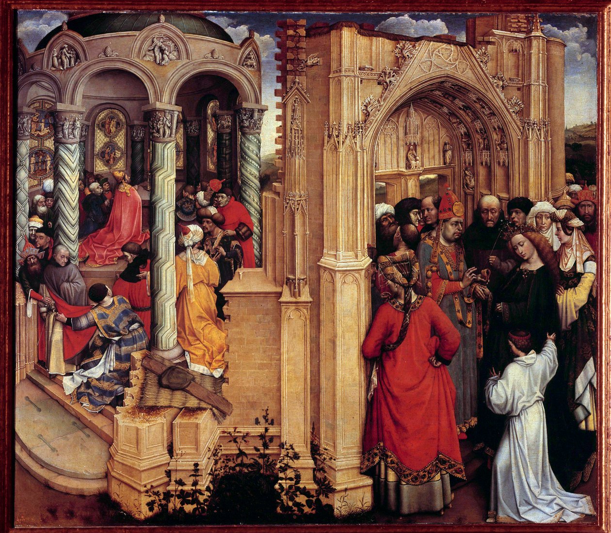 Die Heirat der Jungfrau. Holzgemälde von Robert Campin, genannt der Meister von Flemalle (1375-1444) 15. Jahrhundert von Master of Flémalle