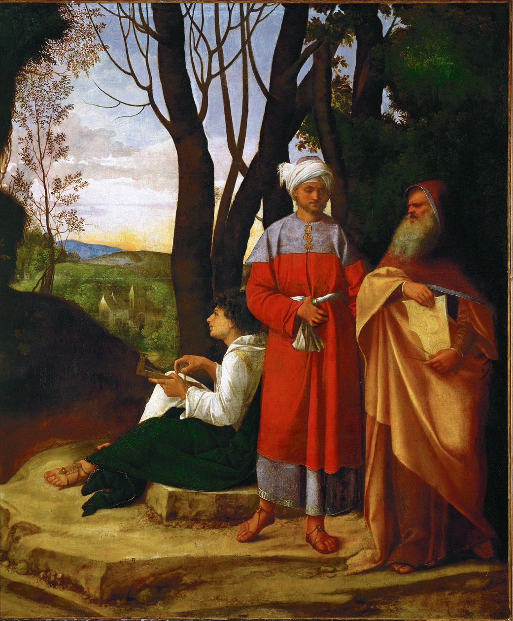 Drei Philosophen, Pythagoras, Thales und Pherekydes von (1476/8-1510) Giorgione