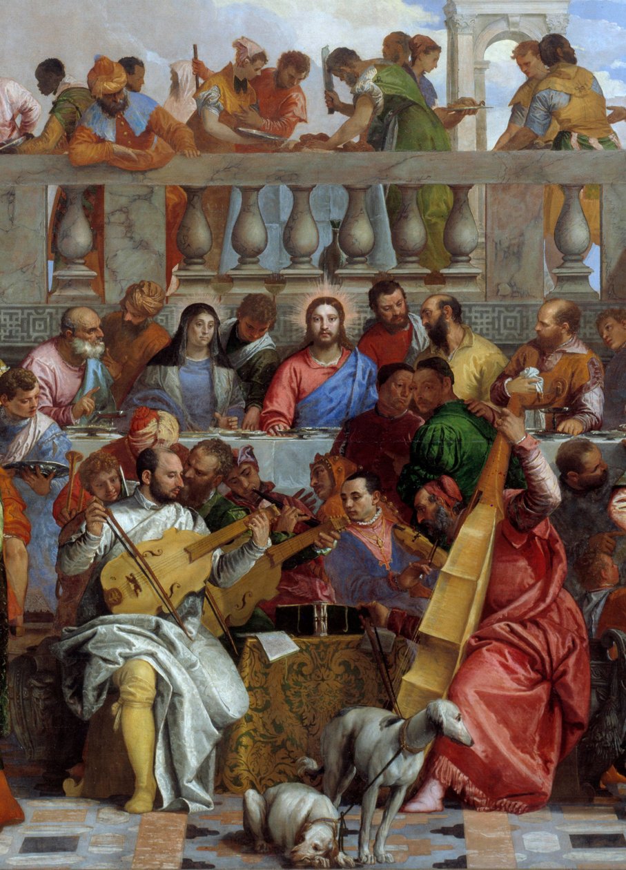 Zentrales Detail von „Die Hochzeit zu Kana (Le nozze di Cana)“ von Veronese von Veronese