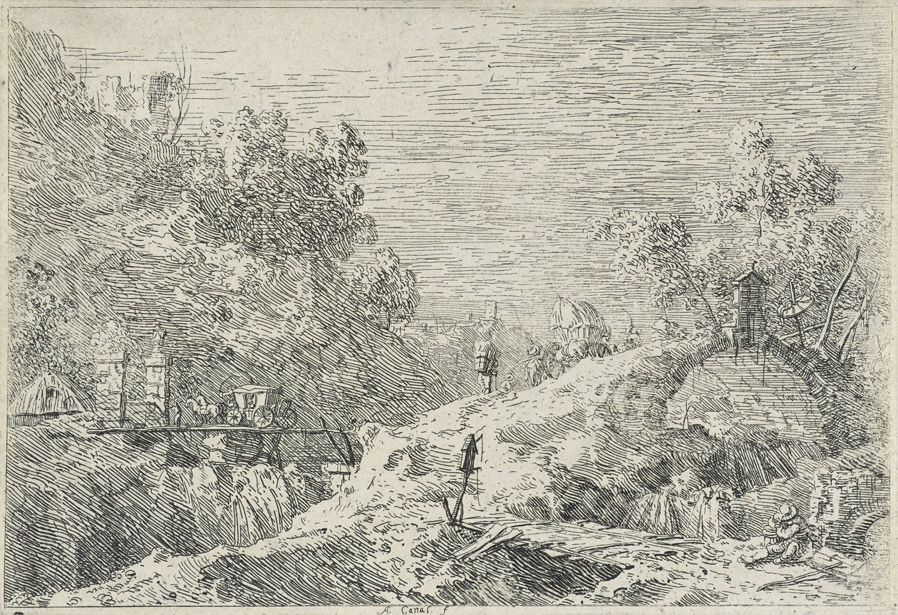 Landschaften mit fünf Brücken, ohne Datum von Canaletto