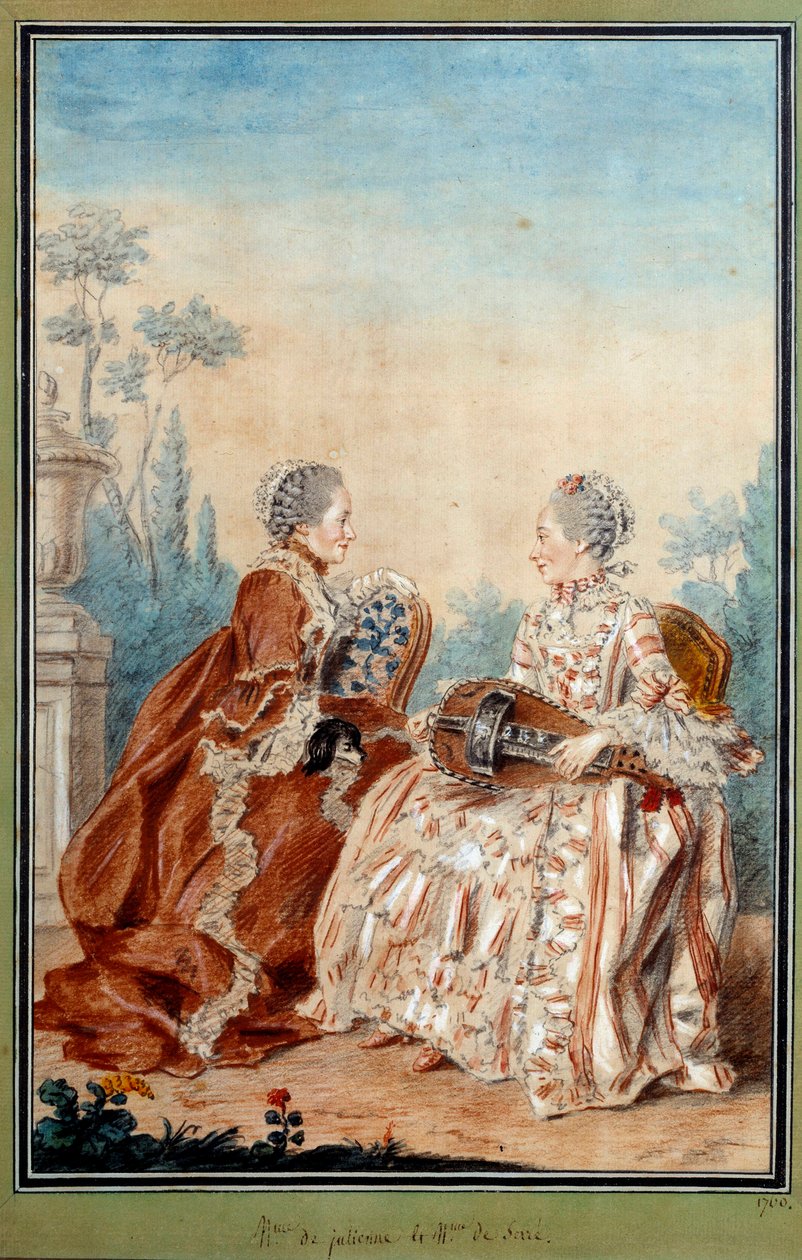 Madame de Julienne und Madame de Serre machen Aquarellmusik von Carmontelle