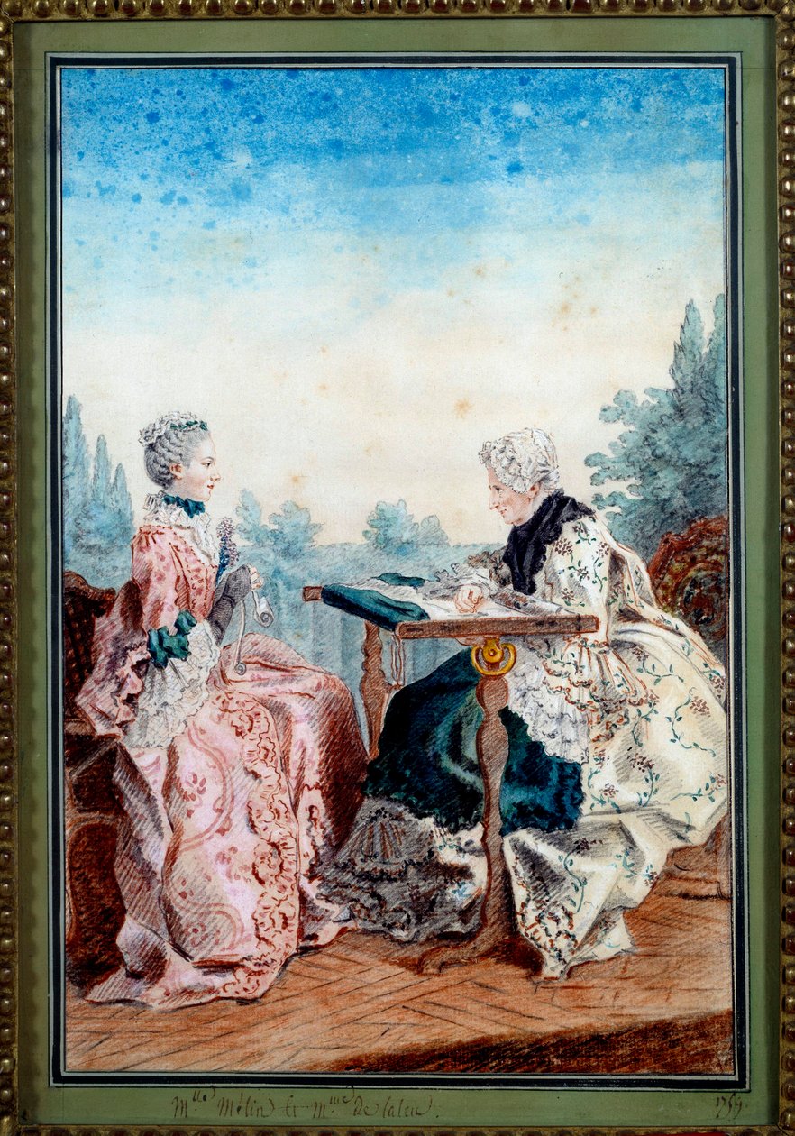 Mademoiselle Melin und Mademoiselle de Laleu beim Aquarellieren von Carmontelle