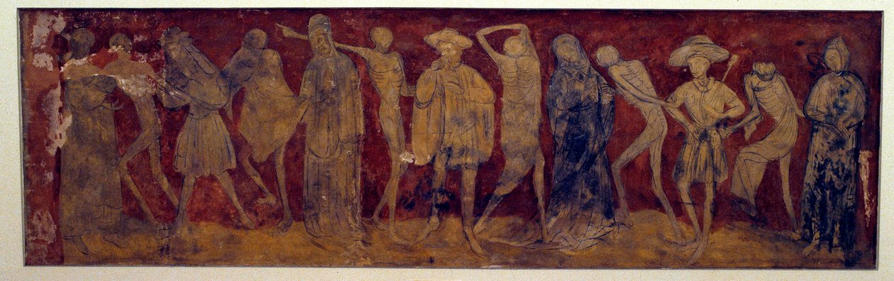 Fresko „La Danse macabre“ von der alten Abtei La Chaise-Dieu, geschaffen von Louis Yperman (um 1856?) 1894. Paris, Museum der Denkmäler von (after) French School