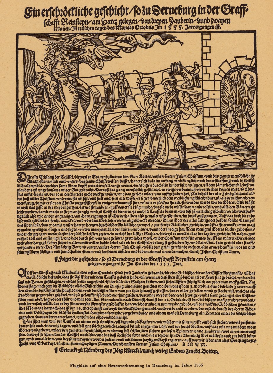 Hexenverbrennung in Derneburg, Deutschland von (after) German School