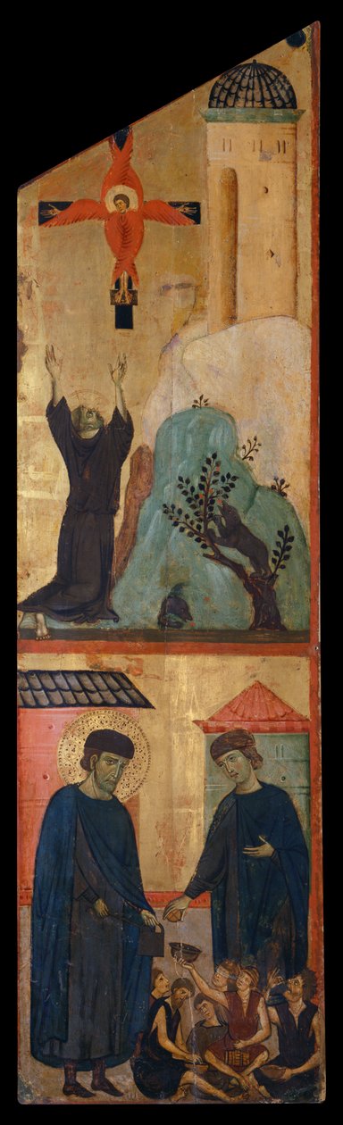 Diptychon des seligen Andrea Gallerani: St. Franziskus empfängt die Stigmata und der selige Gallerani, Innenpaneel rechts, ca. 1270 von (workshop of) Guido da Siena