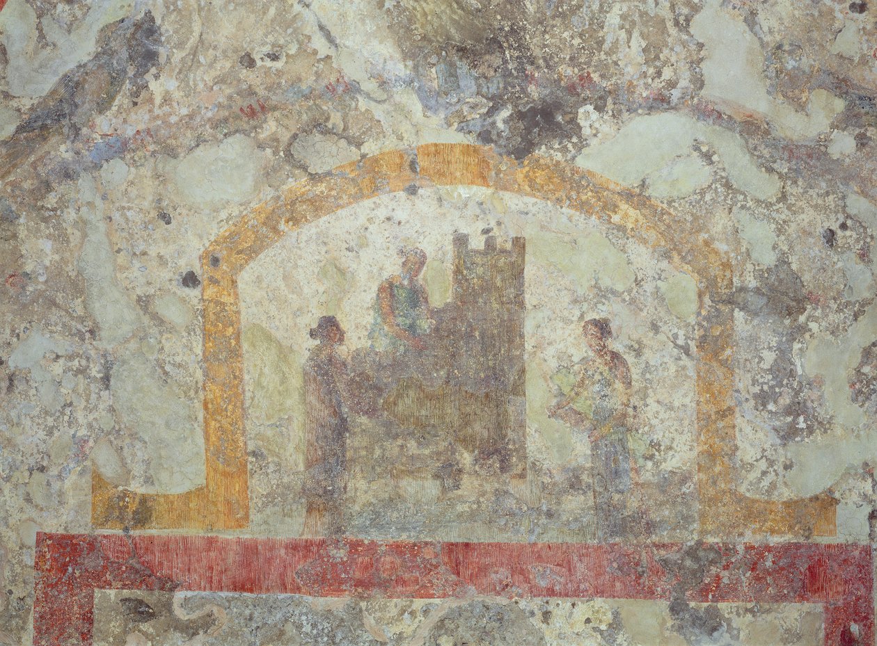 Ein dekoriertes Gewölbe aus dem Vorraum der oberen Ebene der Katakomben von Unknown