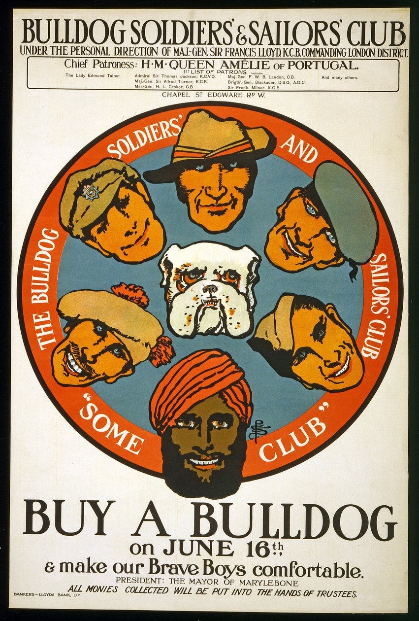 Kaufen Sie am 16. Juni einen Bulldog und machen Sie unsere tapferen Jungs komfortabler, ca. 1915 von Unknown