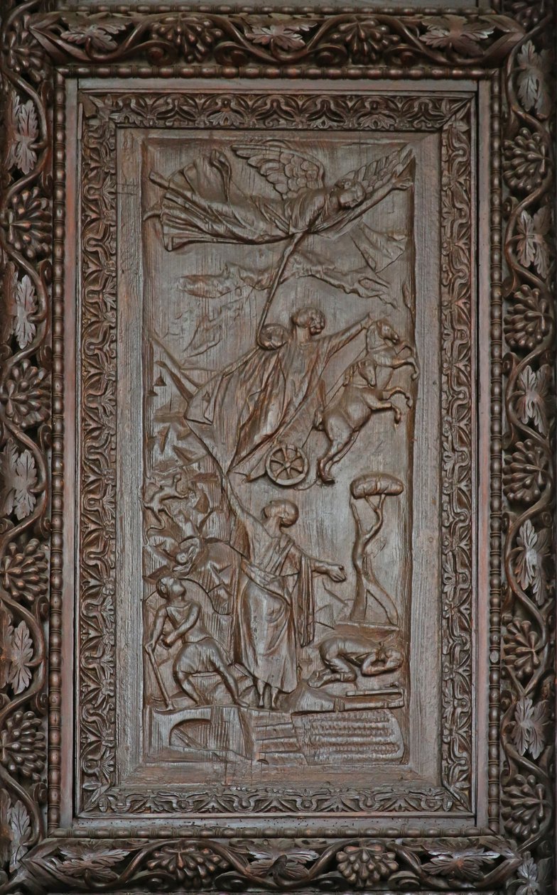 Tafel von der Tür aus dem 5. Jahrhundert: Die Himmelfahrt des Elija von Unknown