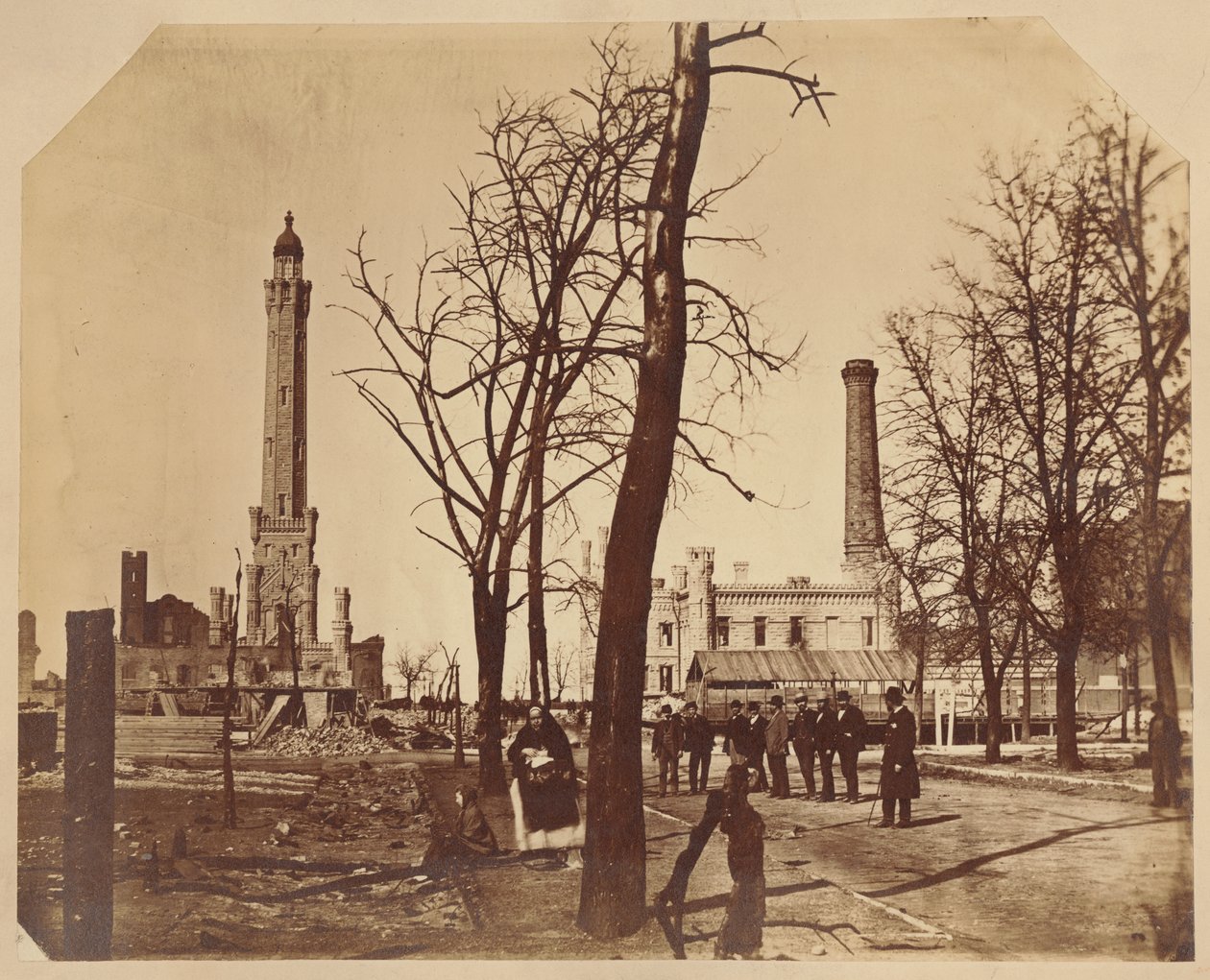 Stereographische Ansicht der Chicagoer Wasserwerke nach dem Chicagoer Feuer von American Photographer