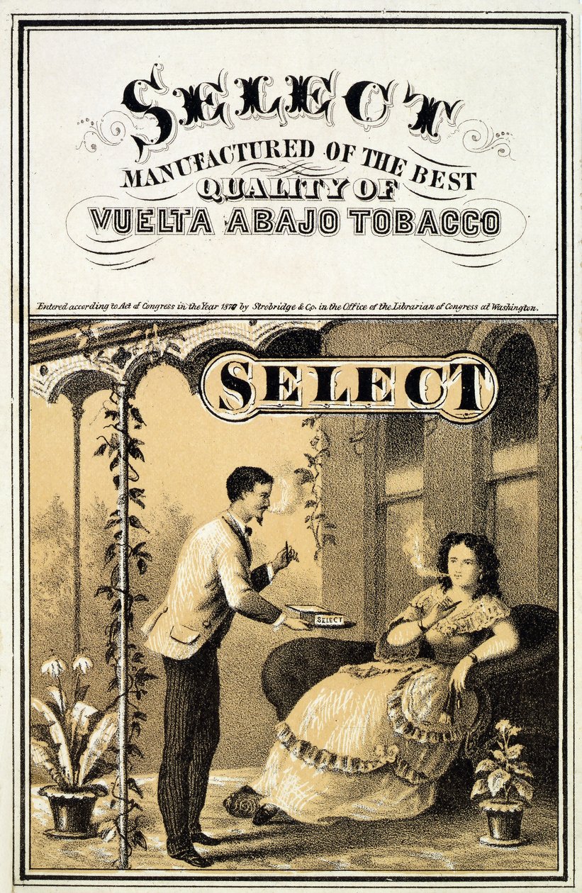 Werbung für Vuelta Abajo Tabak, veröffentlicht 1870 von American School