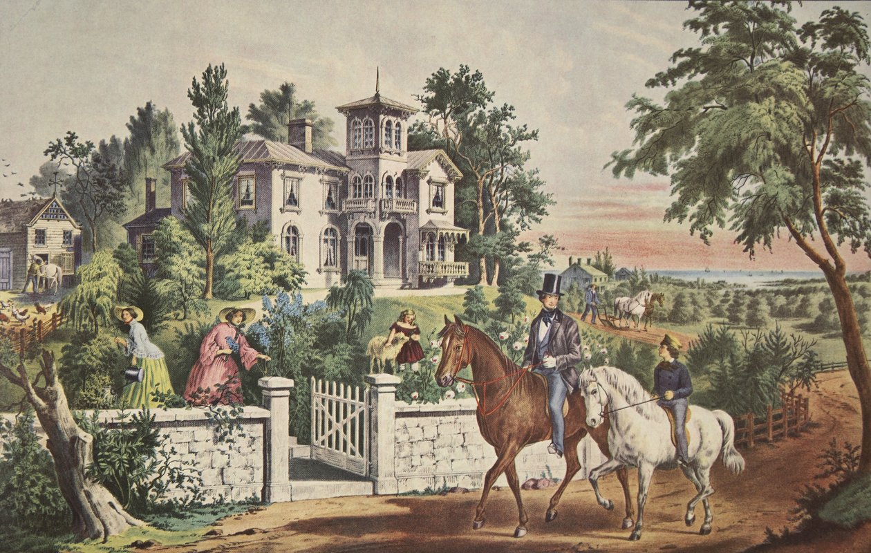 Amerikanisches Landleben - Maienmorgen, veröffentlicht 1855, Currier & Ives von American School