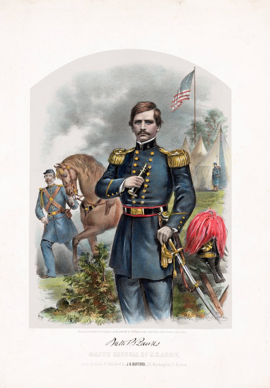 Nathaniel P. Banks, Generalmajor der US-Armee, veröffentlicht 1861 von American School