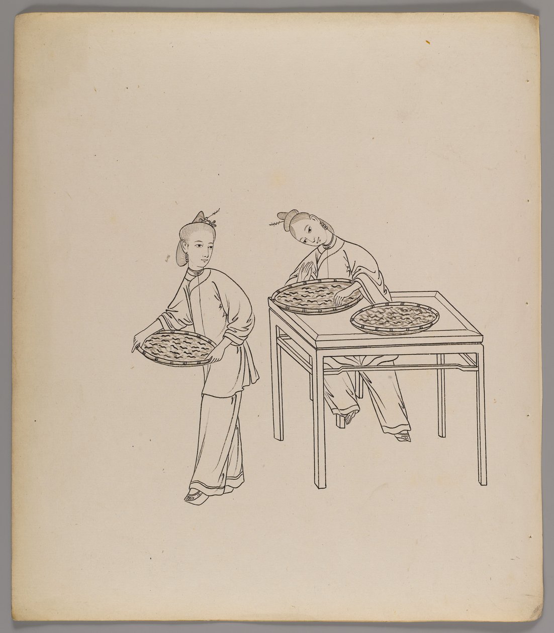 Album mit separaten Blättern: Seidenkultivierung und -produktion von Chinese School