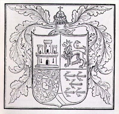 Wappen von Kolumbus, aus The Narrative and Critical History of America, herausgegeben von Justin Winsor, London, 1886 von English School
