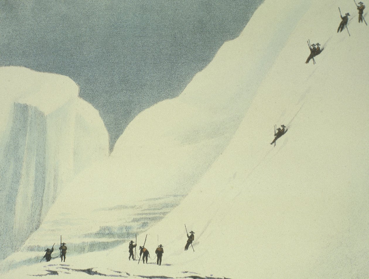 Abstieg durch den steilen Schnee, aus Ein Bericht über einen Aufstieg zum Gipfel des Mont Blanc von Charles Fellows (1799-1860), veröffentlicht 1827 von English School