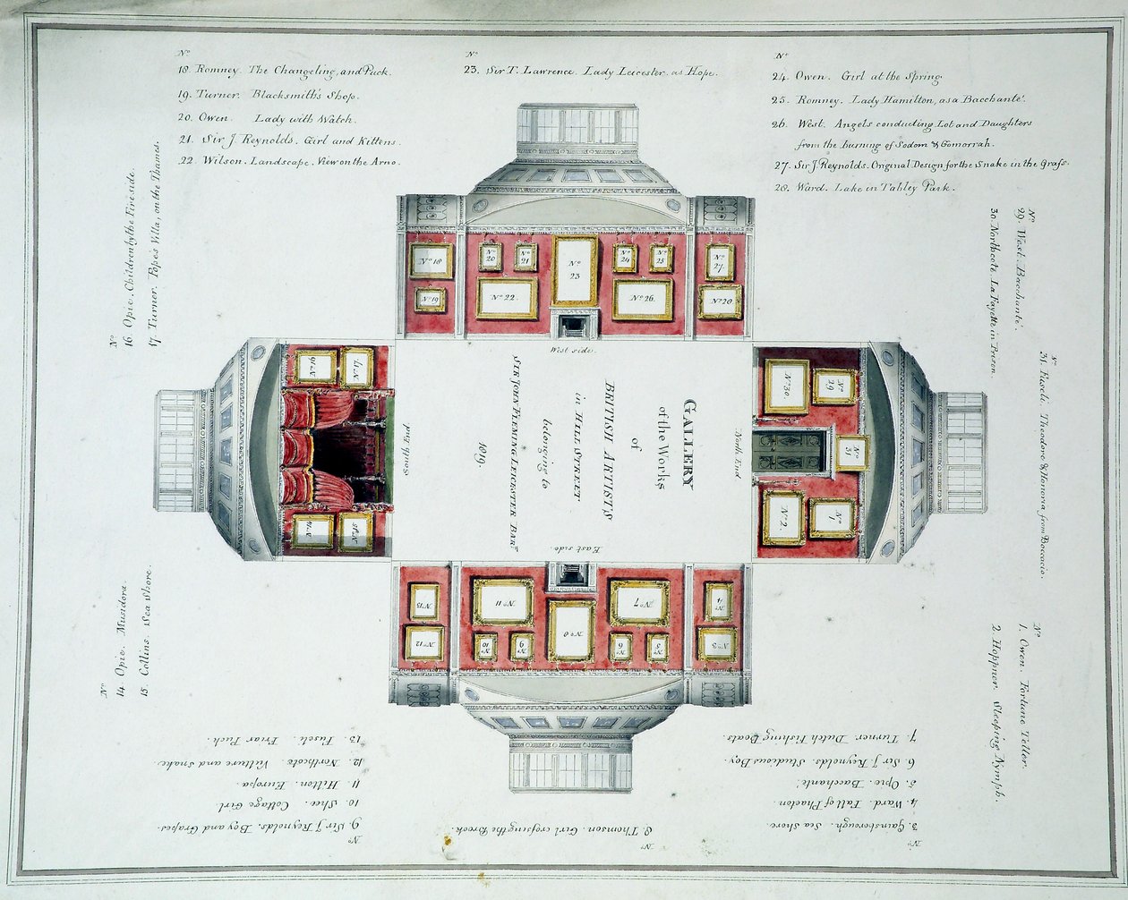 Hängeplan der Galerie von Sir John Leicester, Hill Street, um 1806 von English School