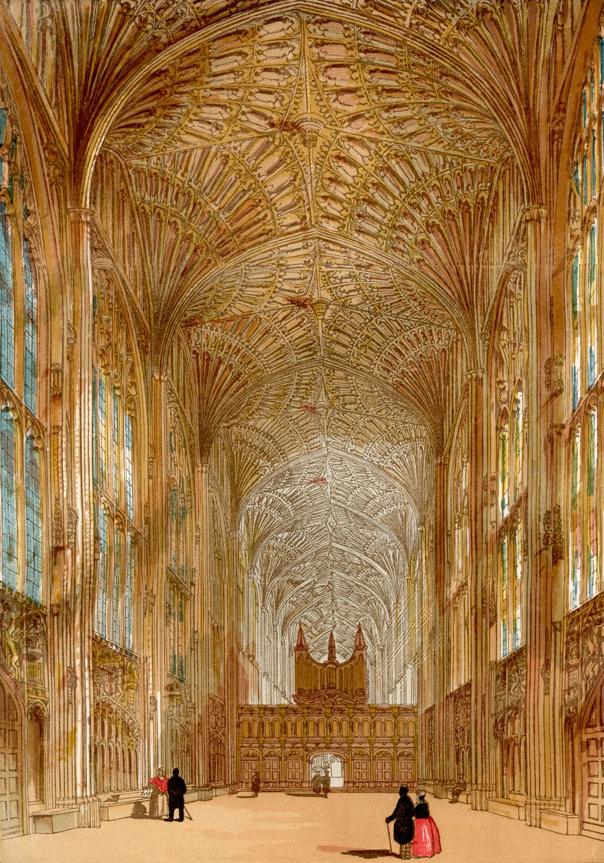 Kings College Chapel, Universität Cambridge, Cambridge, England, aus Old England: A Pictorial Museum, veröffentlicht 1847 von English School