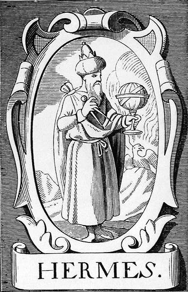 Der Alchemist Hermes Trismegistos, Illustration aus Wissenschaft und Literatur im Mittelalter und der Renaissance, geschrieben und graviert von Paul Lacroix, 1878 von English School