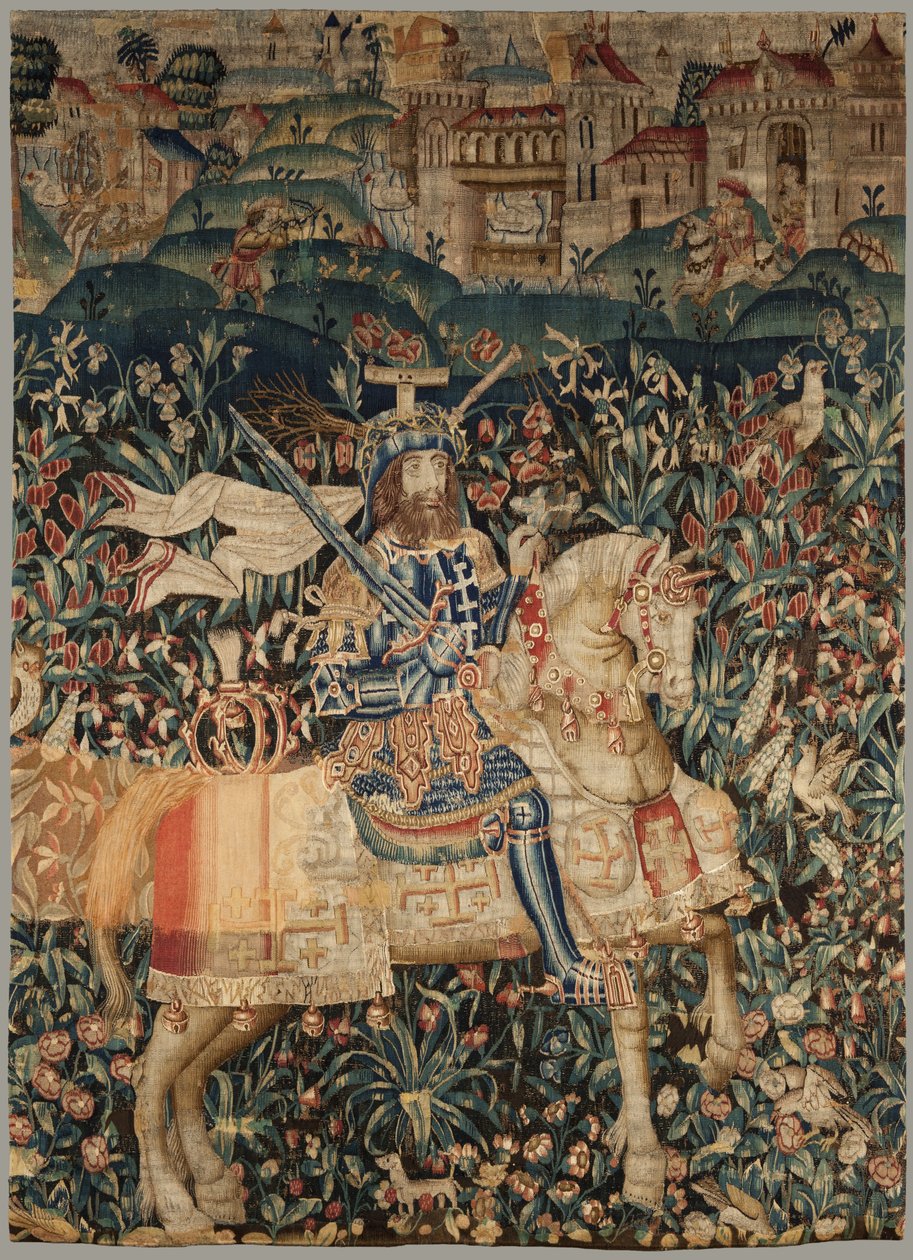 Wandteppich, der Gottfried von Bouillon darstellt von Flemish School