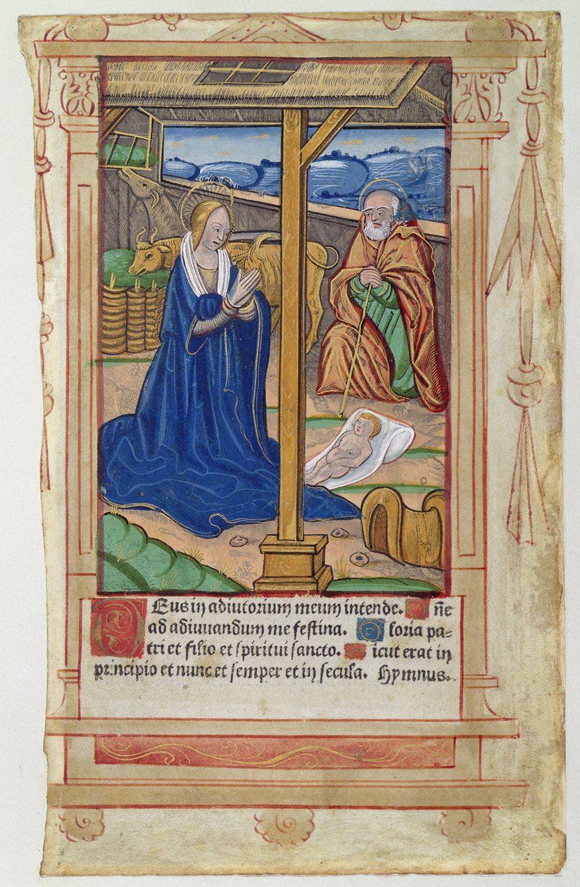 Die Geburt Christi, aus Feuillets de Psaumes von French School