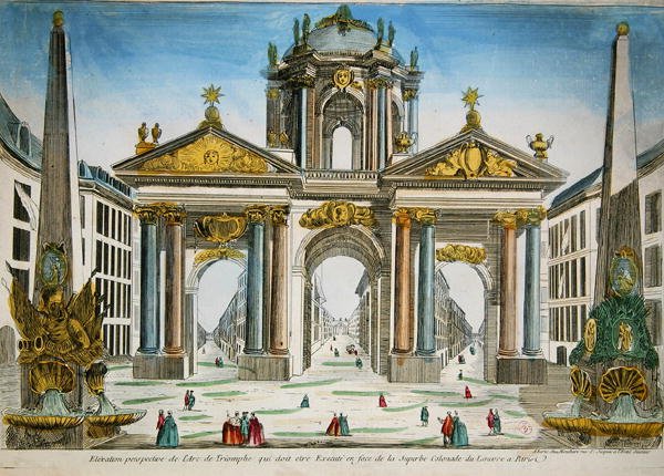 Entwurf für einen Triumphbogen gegenüber der Kolonnade des Louvre von French School