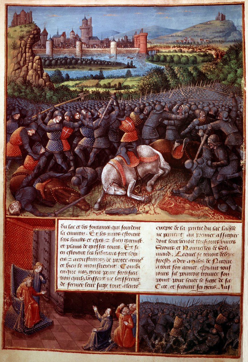 Fr 5594, f.37v Schlachtszene, aus Passages faits Outremer, geschrieben von Sebastian Marmoret, ca. 1490 von French School