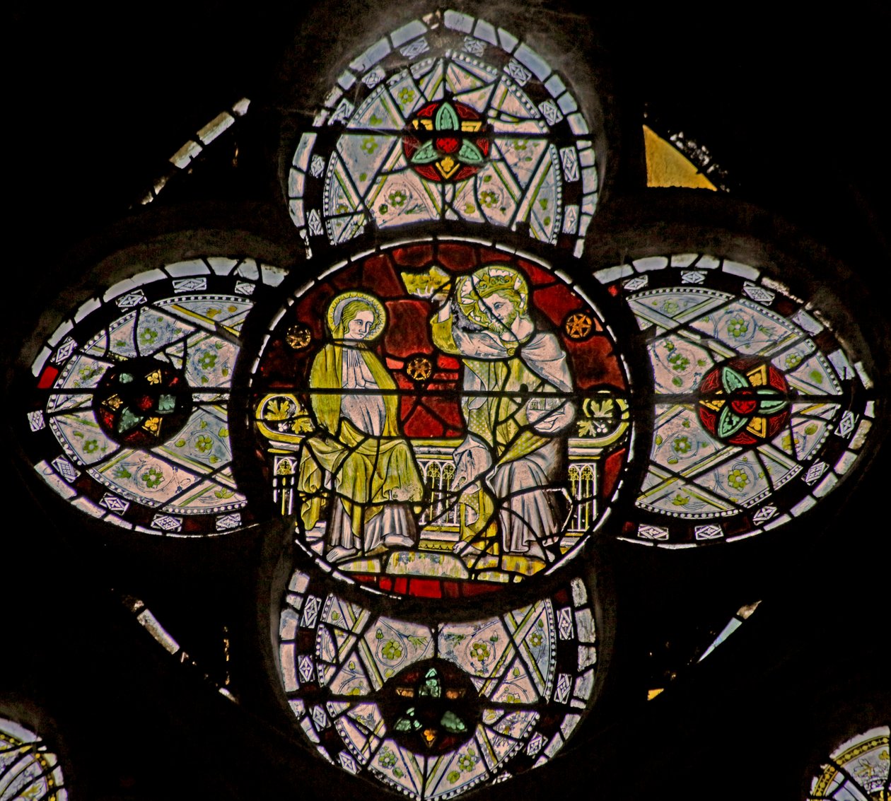 Fenster mit Darstellung der Krönung der Jungfrau Maria von French School
