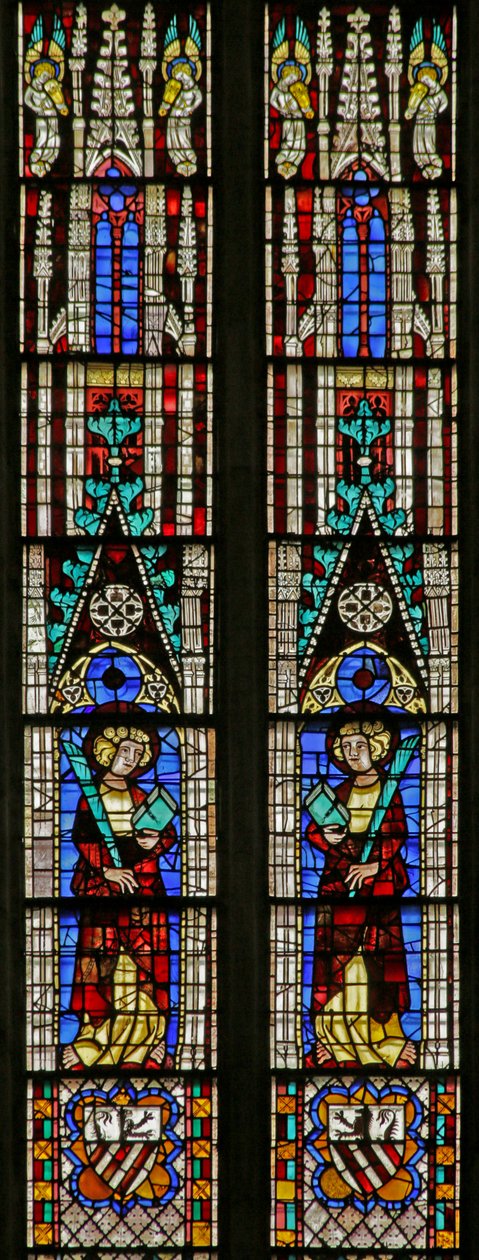 Fenster, das die heiligen Justus und Pastor darstellt von French School