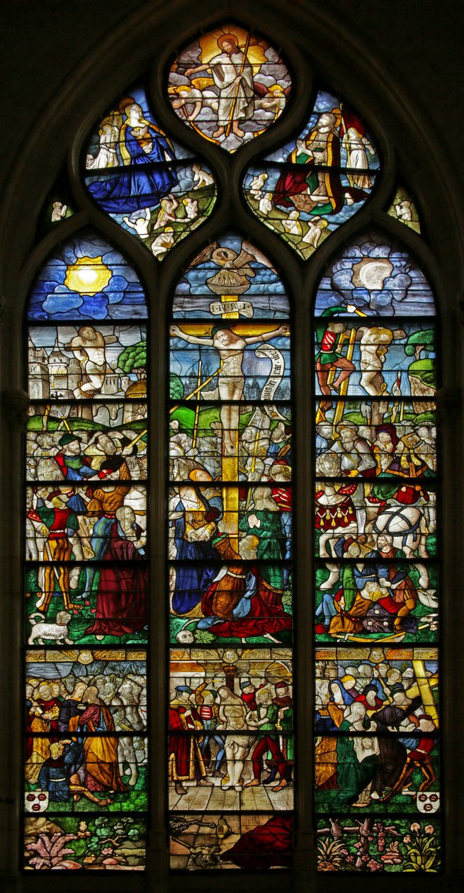 Fenster, das die Kreuzigung und Passionsszenen darstellt, ca. 1550-10 von French School