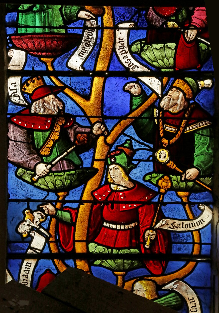 Fenster mit Darstellung des Jessebaums: Josaphat, Salomo, Joachim von French School