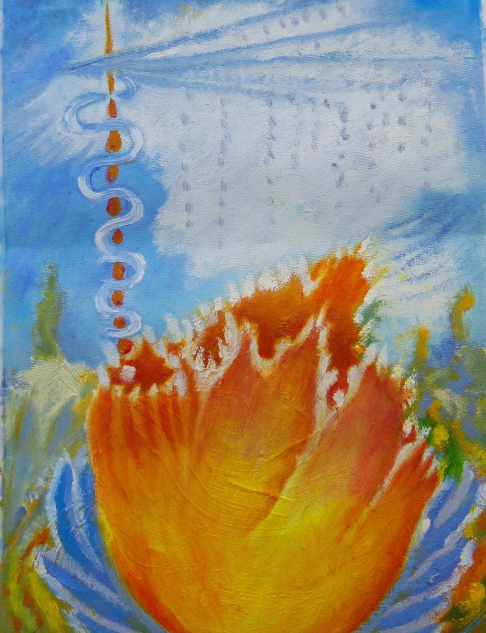 Orange Blume von Elzbieta Goszczycka