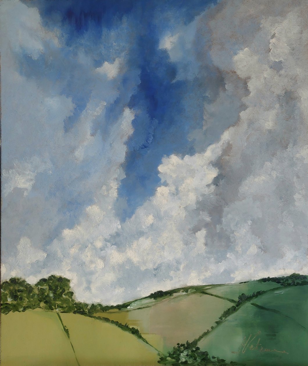 Landschaft mit Hügeln und Wolken von M. Vet