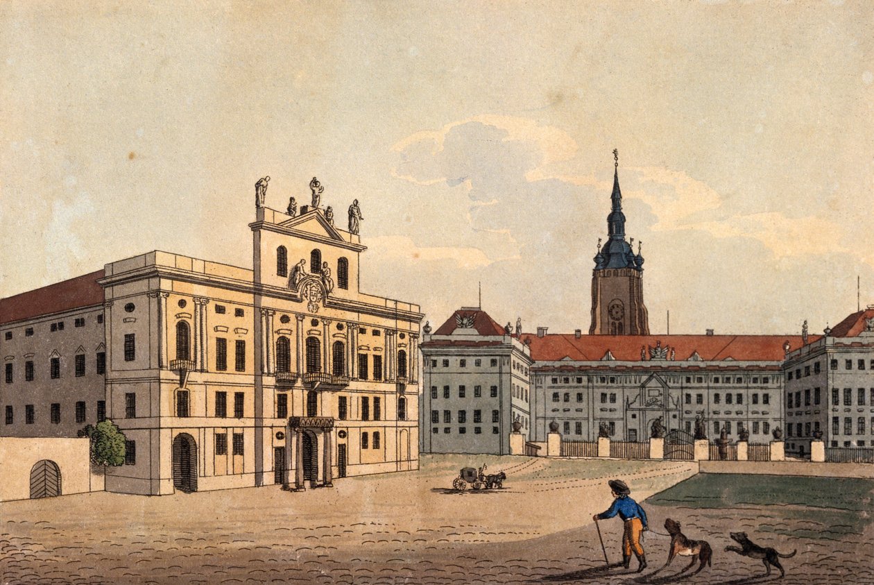 Erzbischofspalast und der 1. Hof der Prager Burg, ca. 1810 von A. and Berka, Johann Gustav