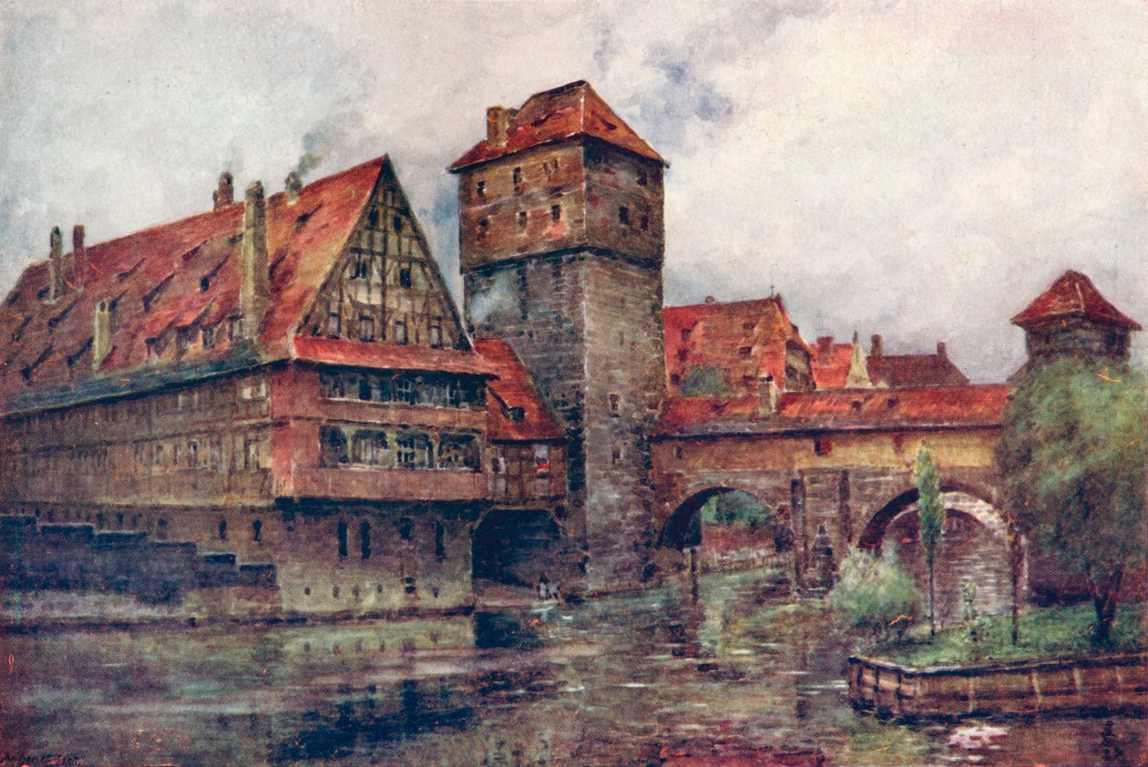Der Henkersteg mit dem Wasserturm, Nürnberg, Deutschland, ca. 1905 von AG Bell