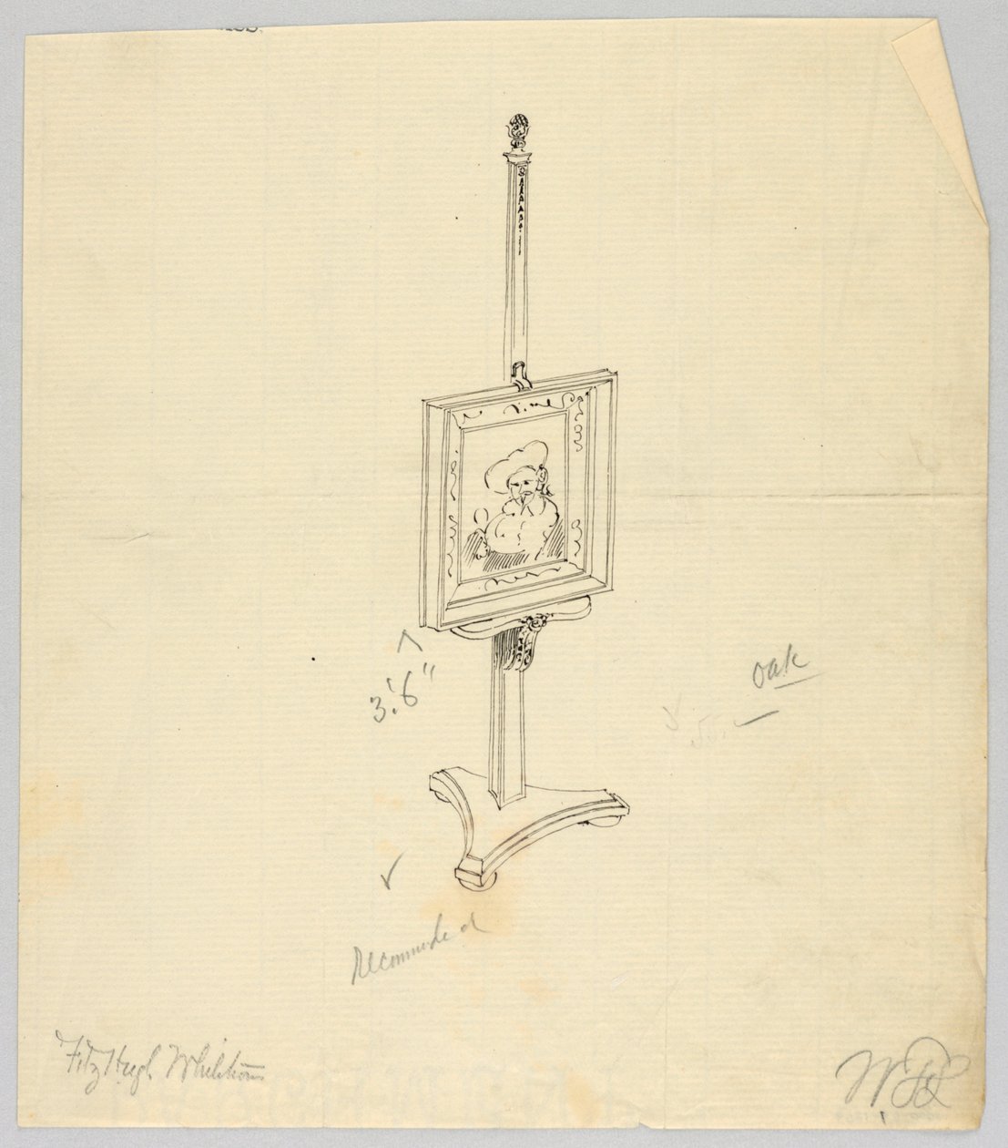 Entwurf für eine Eichenmalstaffelei von A.N. Davenport Co.